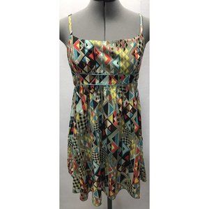 American Rag Cie Short Summer Dress Small S 4 Triangle Geometric Multi Color